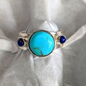 AZ Mohave Turquoise & Lapis Lazuli 925 Silver Ring